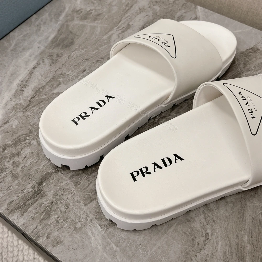 View 6 of 高仿Prada*1XX582M男女同款拖鞋塗層字母白色免檢版