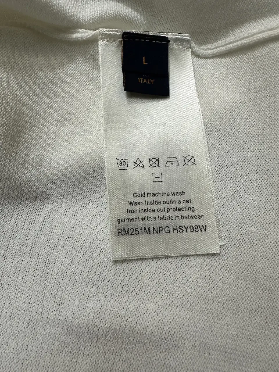 View 9 of White Cotton Oversized Tee with Diagonal LV Logo Shirt