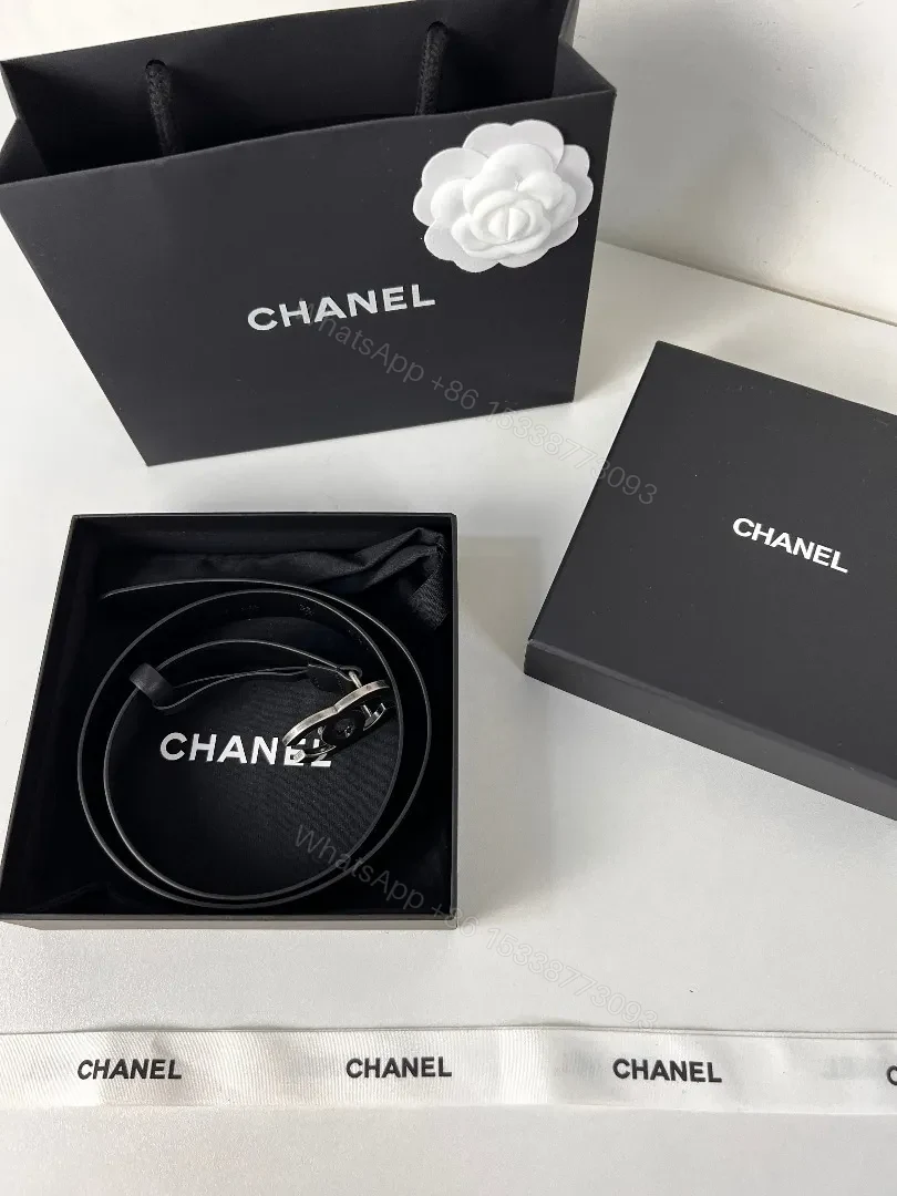 View 5 of Refined Leather Belt: Double-C Logo, Classic Black, Couture Style