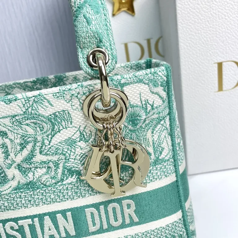 View 9 of Turquoise Canvas Satchel: Dior-Inspired Mini with Textured Weave