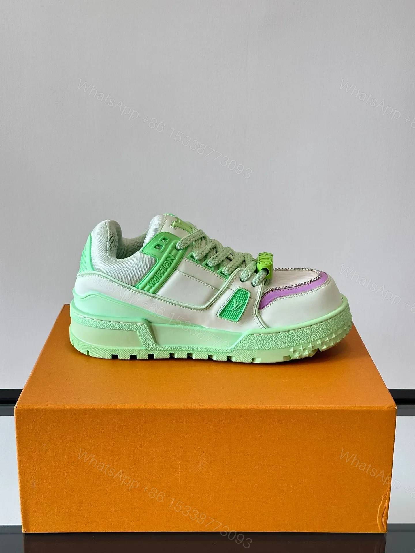 View 6 of LV Men Light Green Leather Sneakers