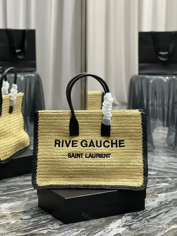 Rive Gauche Inspired Straw Handbag â€“ Structured, Luxe Textured Carryall — view 1