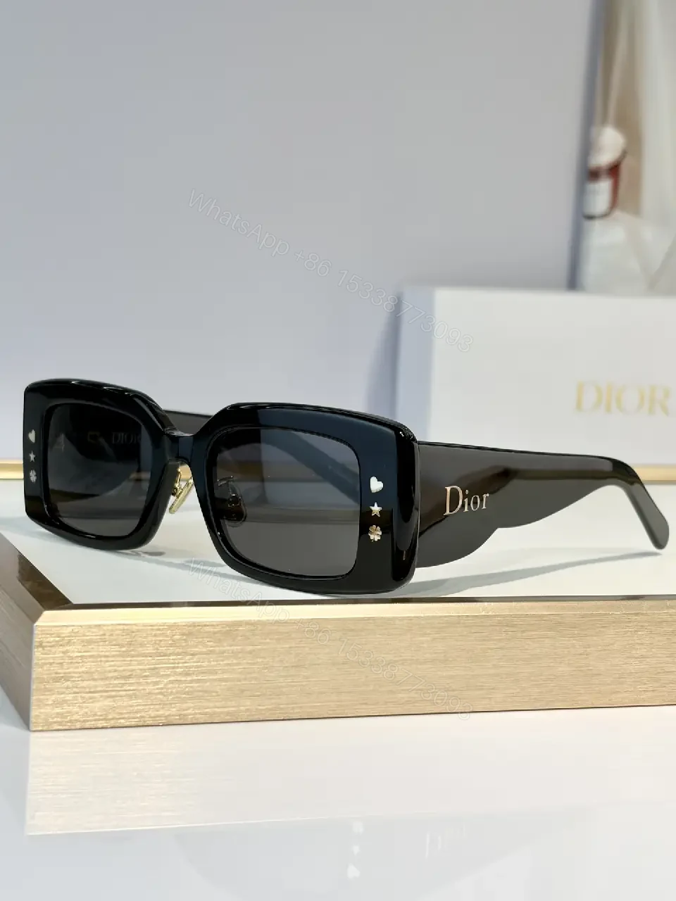 View 9 of Oversized Black Gold Sunglasses – Luxe Dior-Inspired Glam