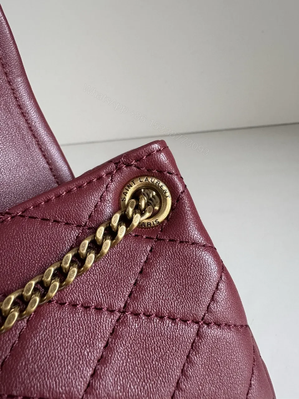 View 6 of Richly Textured Burgundy Leather Bag, Compact, Quilted Crossbody