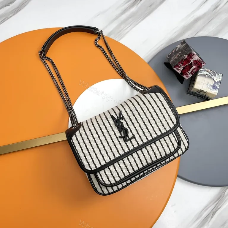 Patterned Stride Bag: Modern Stripes with YSL Hardware Luxury Bag — view 1