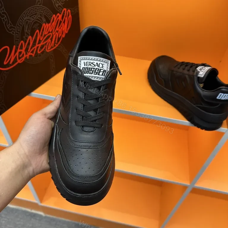View 6 of Black Leather Sneaker â€“ Versace, Premium City Style Sneakers