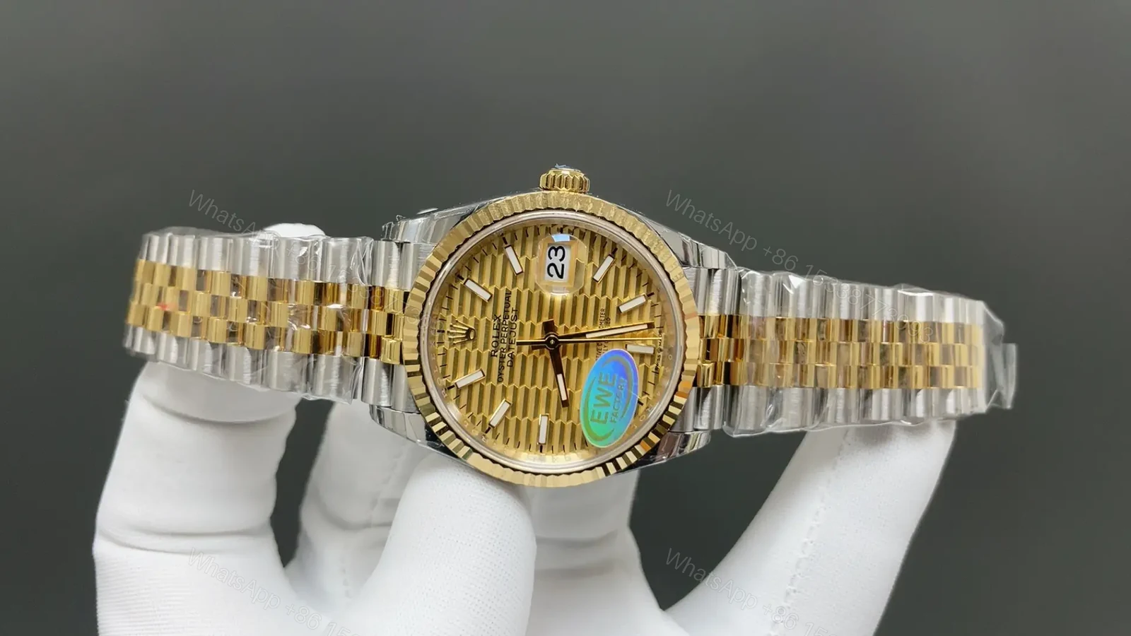 View 2 of Rolex Datejust 36 116233 Champagne Dial Fluted Bezel Jubilee Bracelet Watch 116233-0151