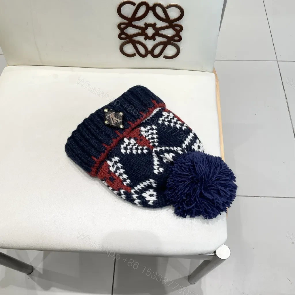 View 9 of Navy Knit Beanie with Pom – Luxe Designer-Inspired Warmth