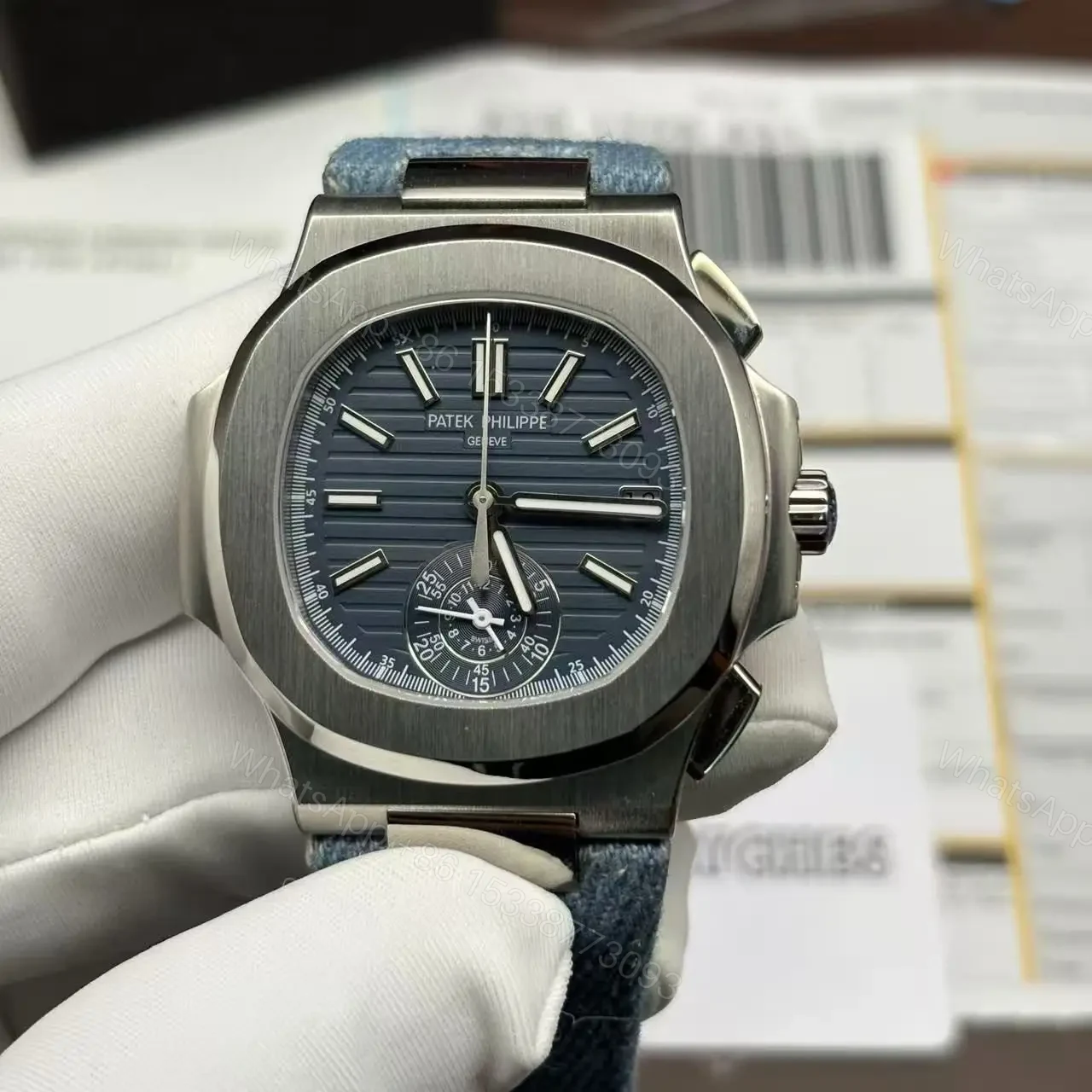 View 2 of Super Clone Replica Denim Patek Philippe Nautilus 5980/60G – 2024