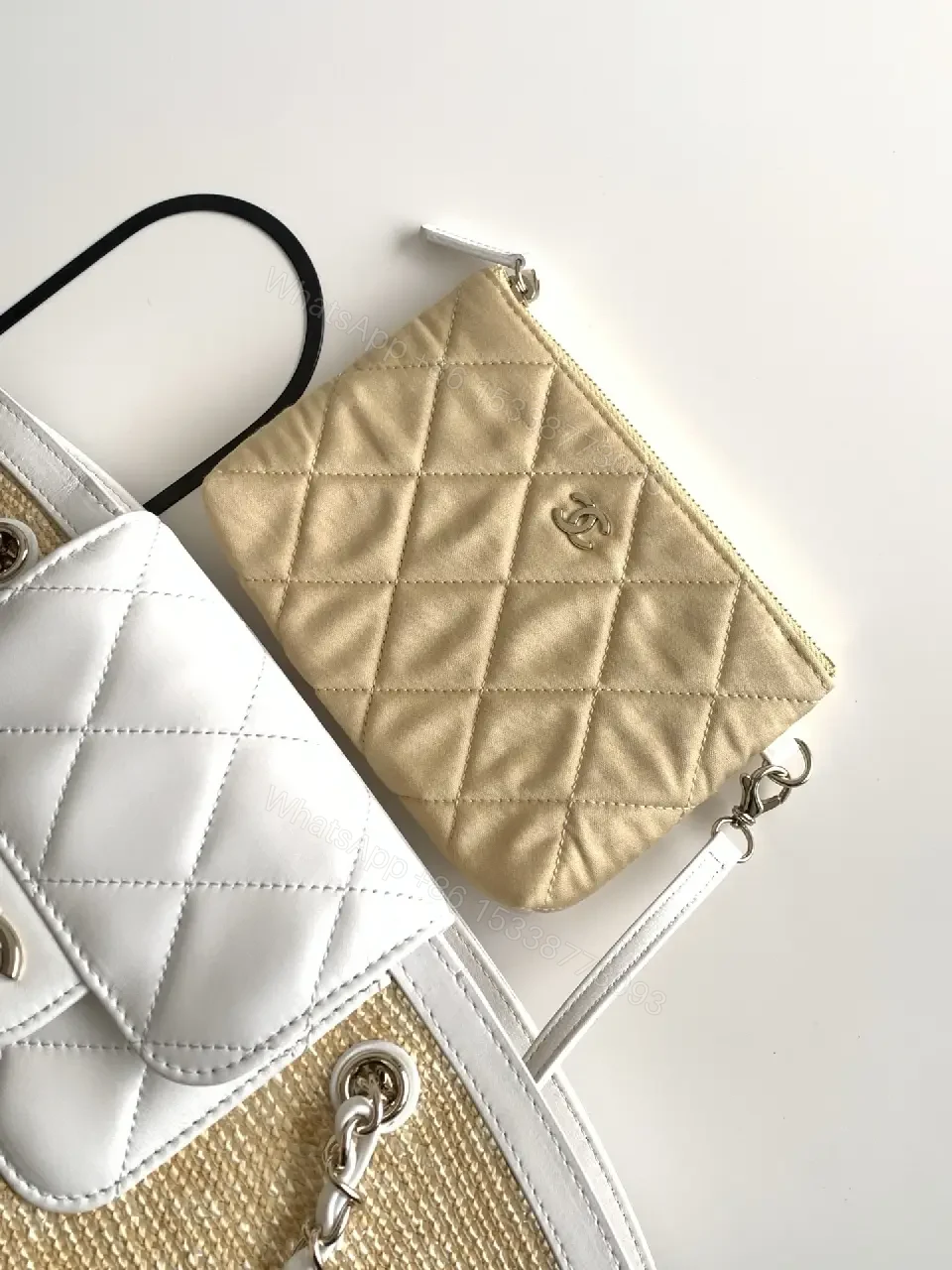 View 3 of Coastal Straw Tote: Quilted Pouch, All-Day Versatility