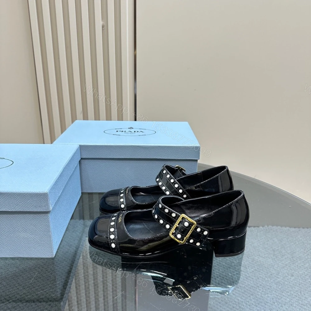View 3 of 高仿Prada*Patent系列1I816N粗跟瑪麗珍鞋鞋漆皮3.5CM黑色免檢版