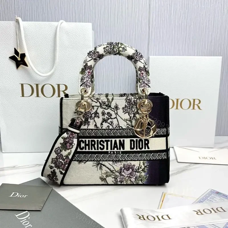 Floral Canvas Mini Bag with Dior-Inspired Branding — view 1