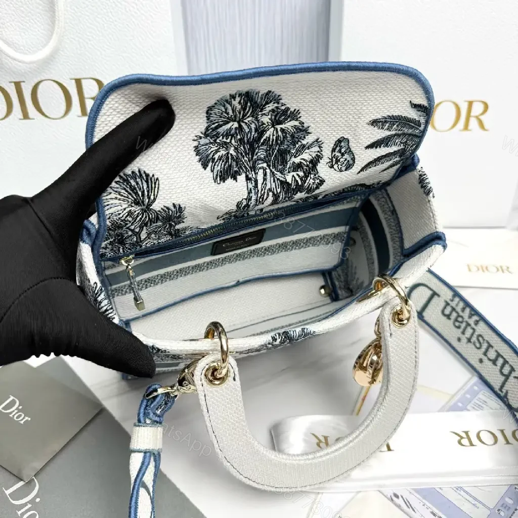 View 6 of Chic Indigo Canvas Satchel: Luxe Craft & Bold Print Bag