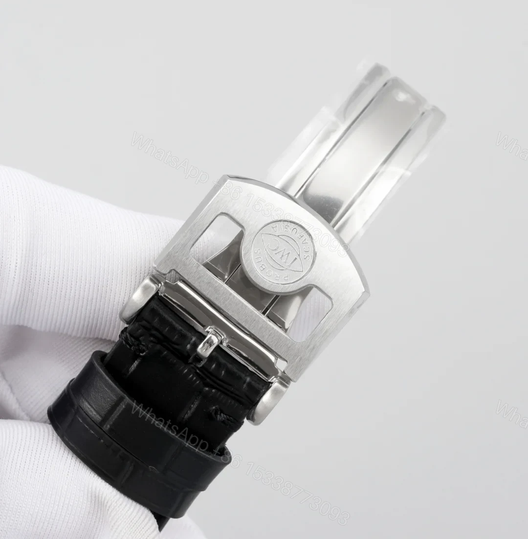View 8 of Iwc Portugieser Replica 42MM Premium Steel Case Black Leather Strap Edition RG-IWC-TOURBILLON-WHITE-42