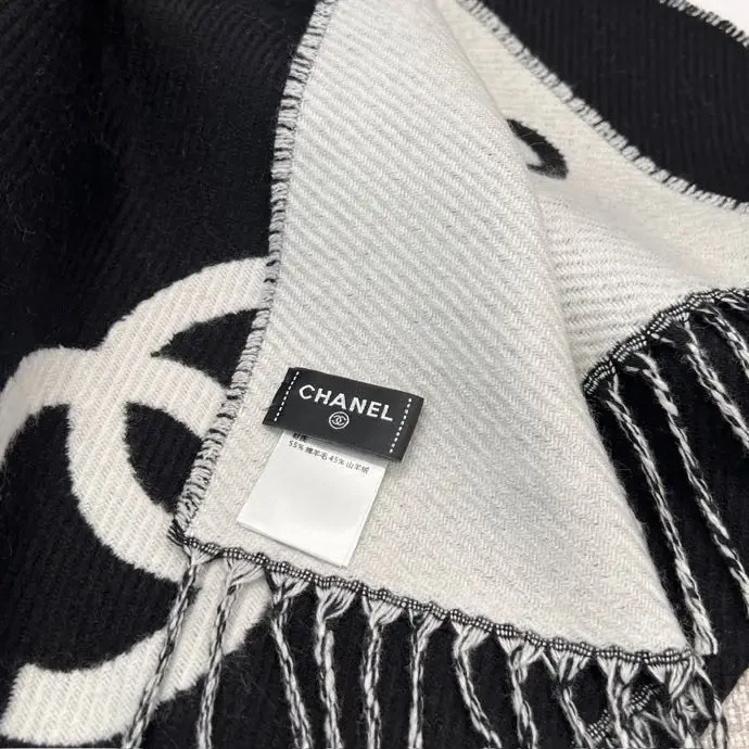 View 6 of Black-White Signature-Style Scarf Set: Luxe All-Season Comfort