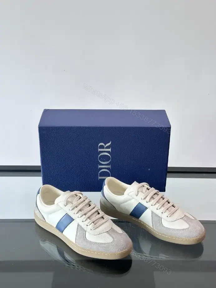 View 2 of DIOR B01 MATCHPOINT SNEAKER BLUE AND WHITE SMOOTH CALFSKIN WITH GRAY SUEDE – CD239
