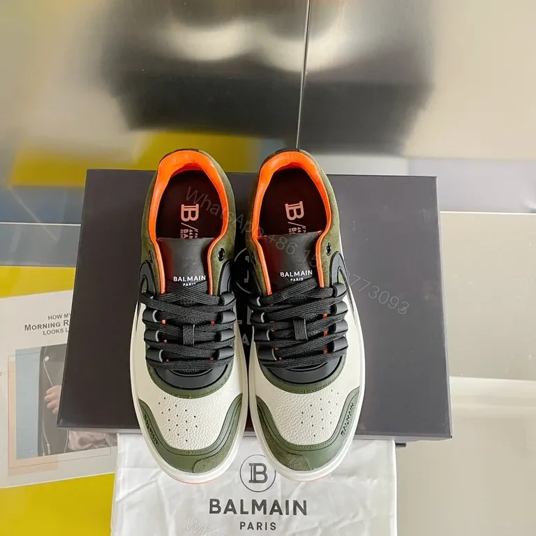 View 6 of Bold Contrast Sneaker: Olive-Accented Luxury sneakers