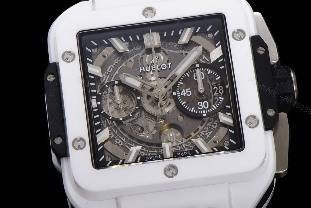 View 5 of Hublot Square Bang Unico Replica 42MM Premium White Ceramic Rubber Strap Edition RG-HUBLOT-SQUARE-WHITE-42