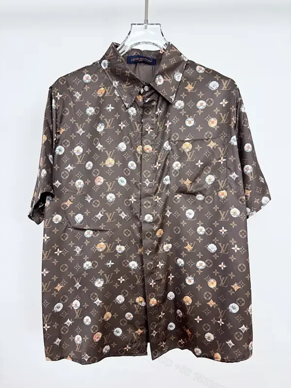 Patterned Luxury Shirt-Jacket with LV-Inspired Print — view 1