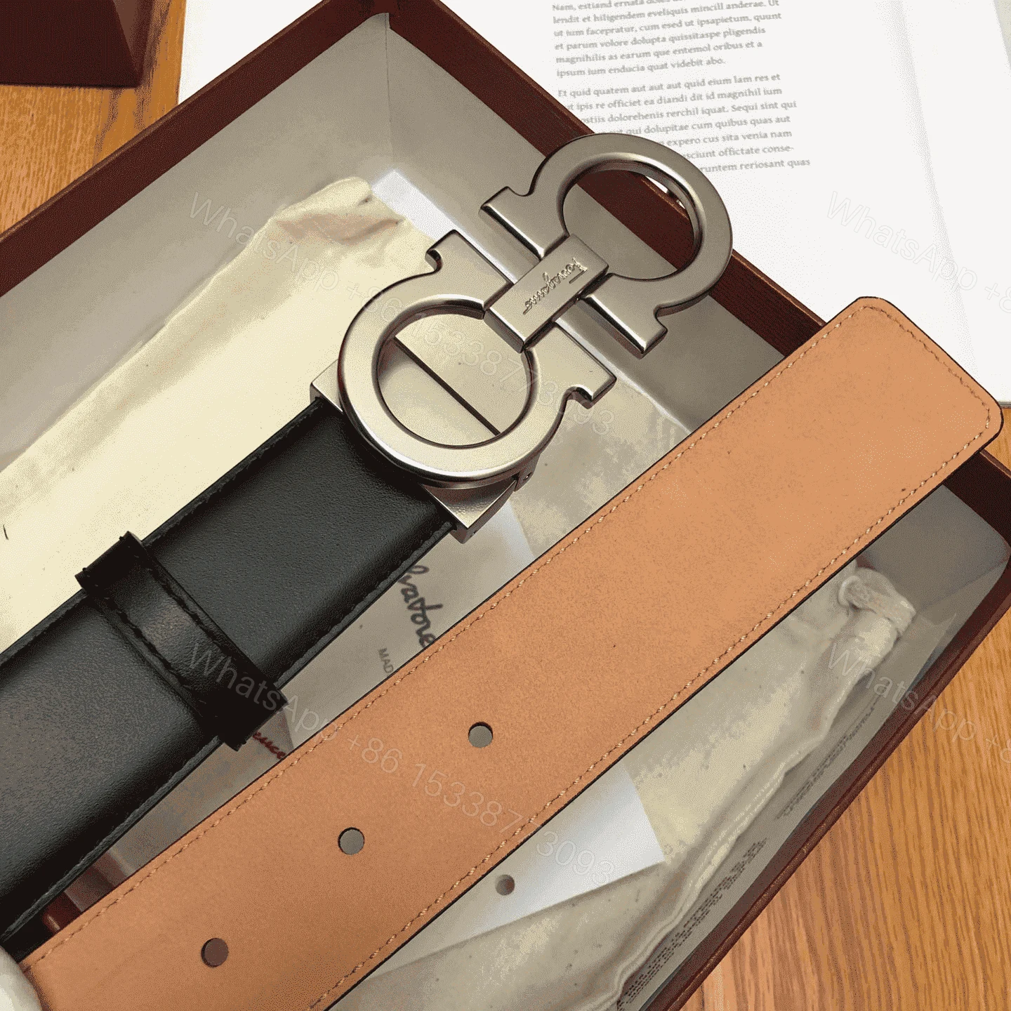 View 3 of SALVATORE FERRAGAMO DOUBLE GANCIO BELT – B28