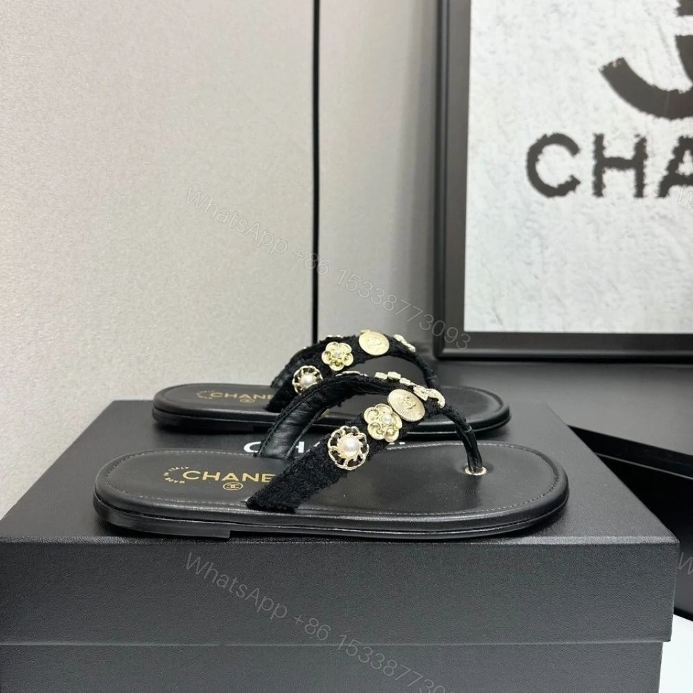 View 2 of Chanel Thong Jewel Embellished Black