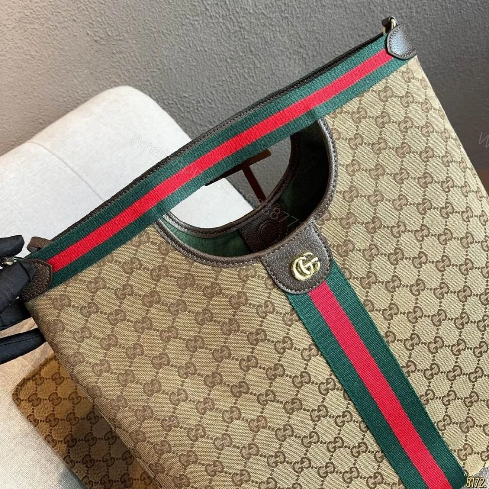 View 5 of Gucci Giglio large tote bag Beige and Brown GG canvas 36Cm