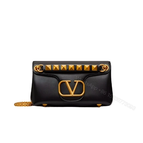 VALENTINO STUD SIGN NAPPA SHOULDER BAG IN BLACK XW2B0K26VNL0NO — view 1
