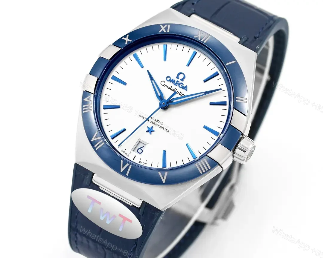 View 2 of Omega Constellation Meteorite Series 5th Generation 41MM Watch Blue and White with Leather Strap