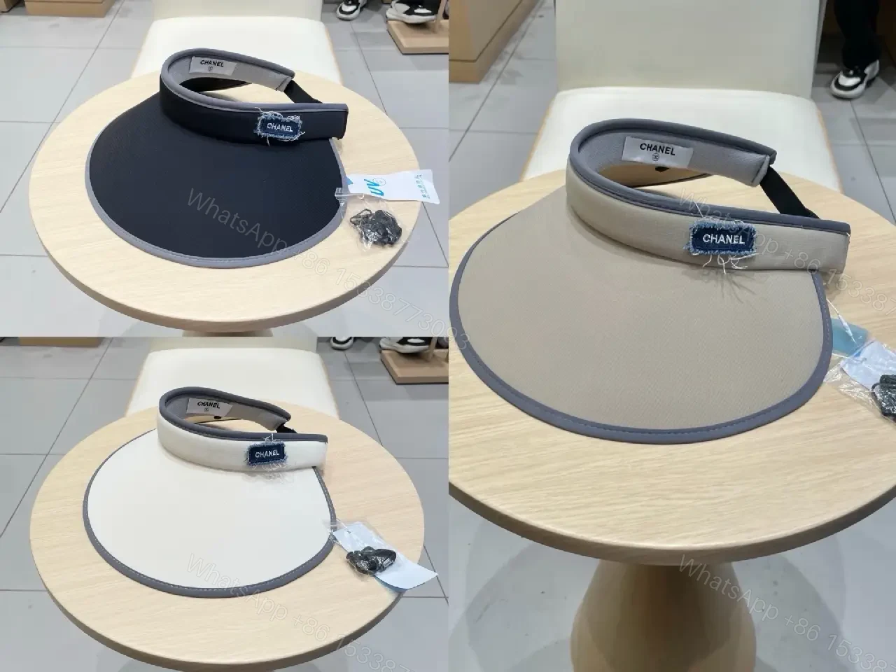 View 7 of Minimalist Black Visor with Chanel-Inspired Detail, UV Shield