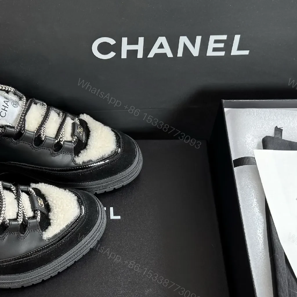 View 3 of Chunky Luxe Shearling Lace-Up Sneakers - Premium Comfort