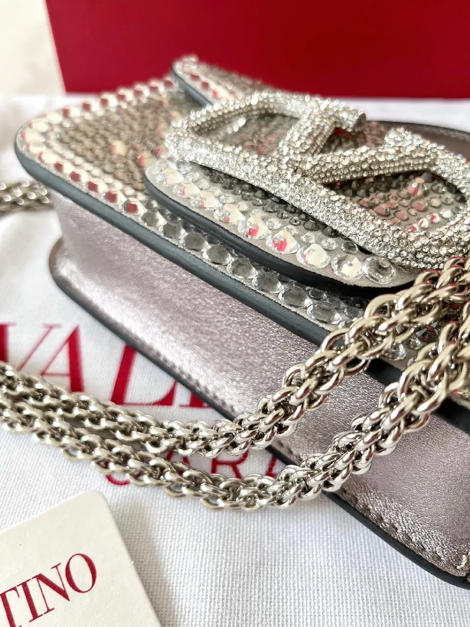View 4 of Glam Rock Crystal-Embellished Mini Bag with Logo Twist
