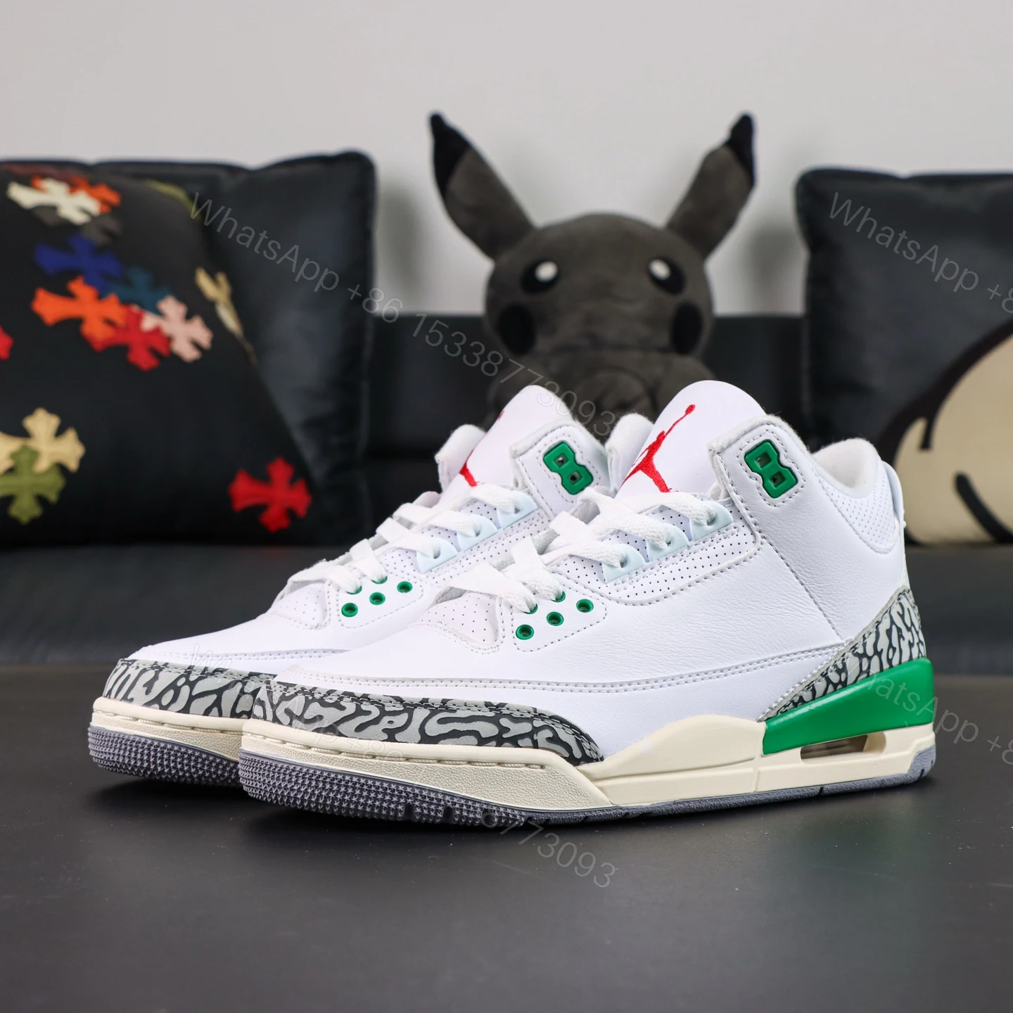 View 9 of AIR JORDAN 3 RETRO ‘Lucky Green’ Reps