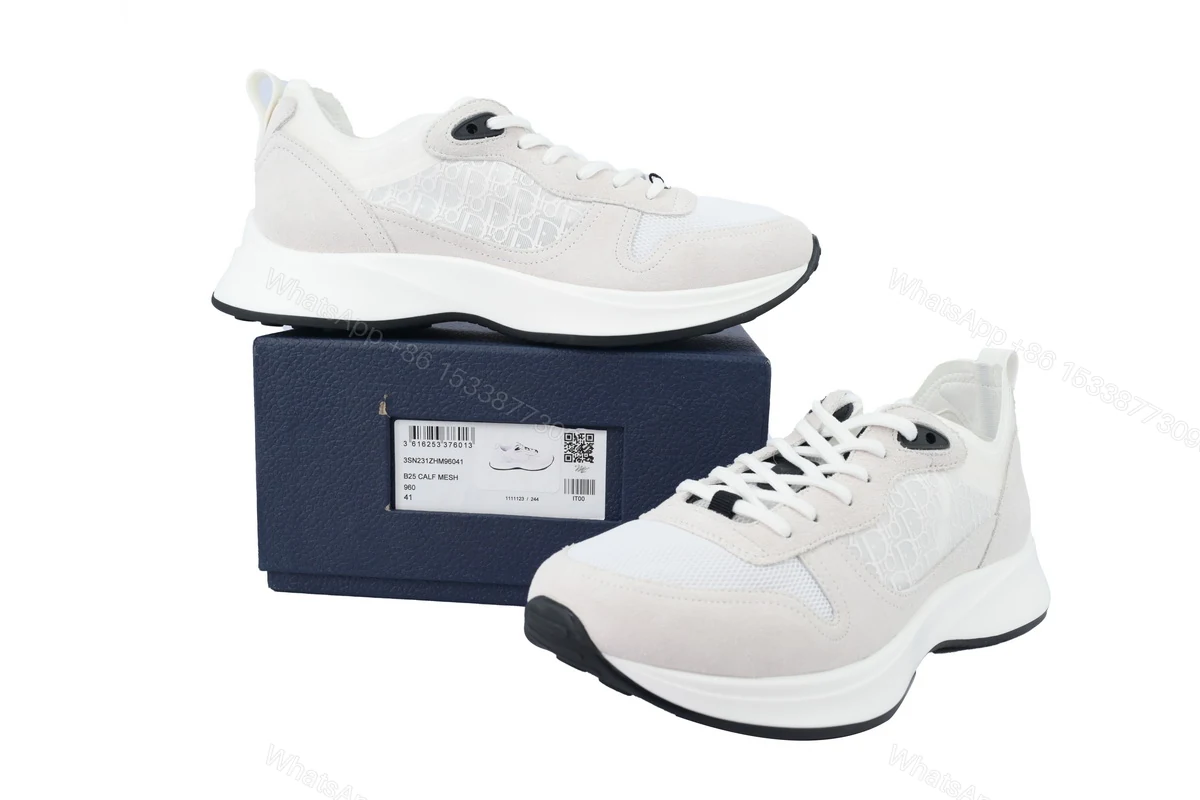 View 2 of Dior B25 Runner White Oblique Suede 3SN259YTR_H069