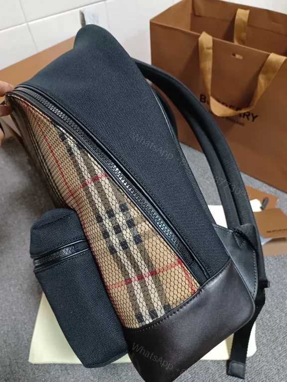 View 3 of Patterned Burberry Backpack: Elegant, Durable Everyday Carry