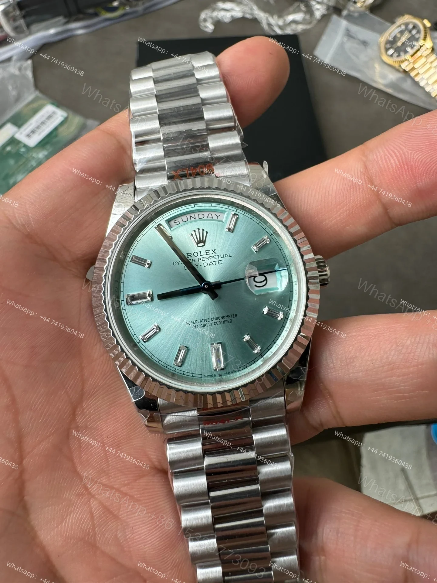 View 2 of Rolex Day-Date m228236-0006 1:1 Replica Ice-Blue Dial 40MM 3255 Movement Presidential Bracelet Super Clone Watch
