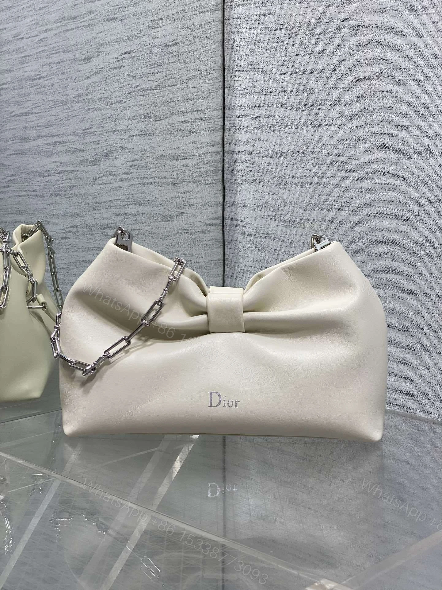 View 2 of Dior Bow Bag Small in white