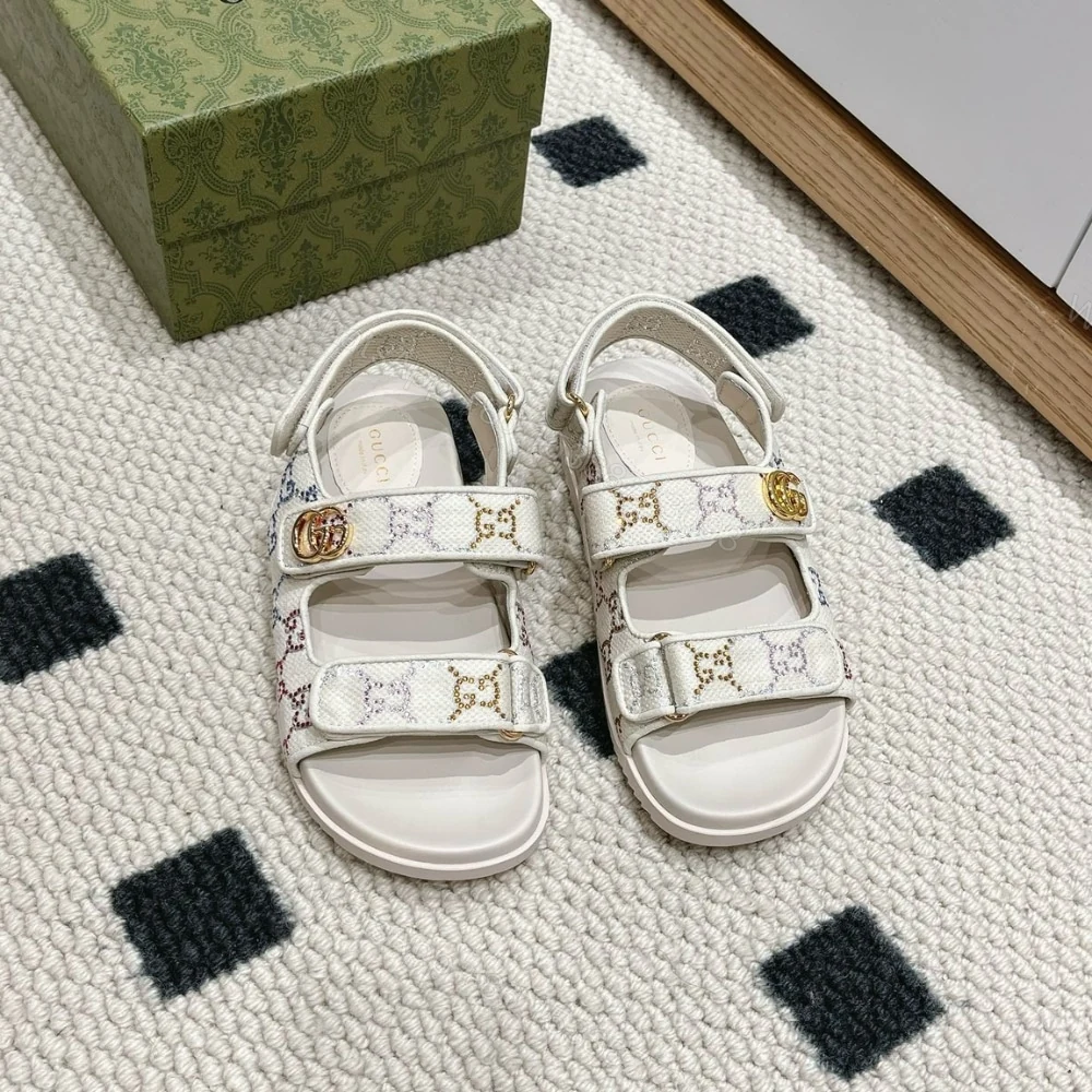 View 2 of GUCCI MORITZ GG MONOGRAM SANDALS BEIGE EBONY 771575 G1730 9755