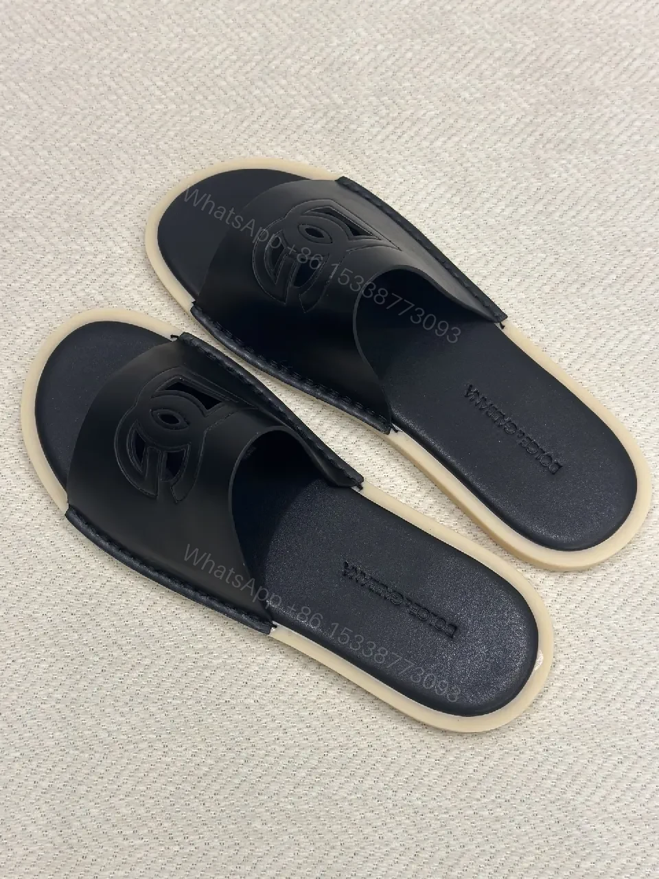 View 3 of Lux Black Slip-Ons: Minimalist Comfort Slides