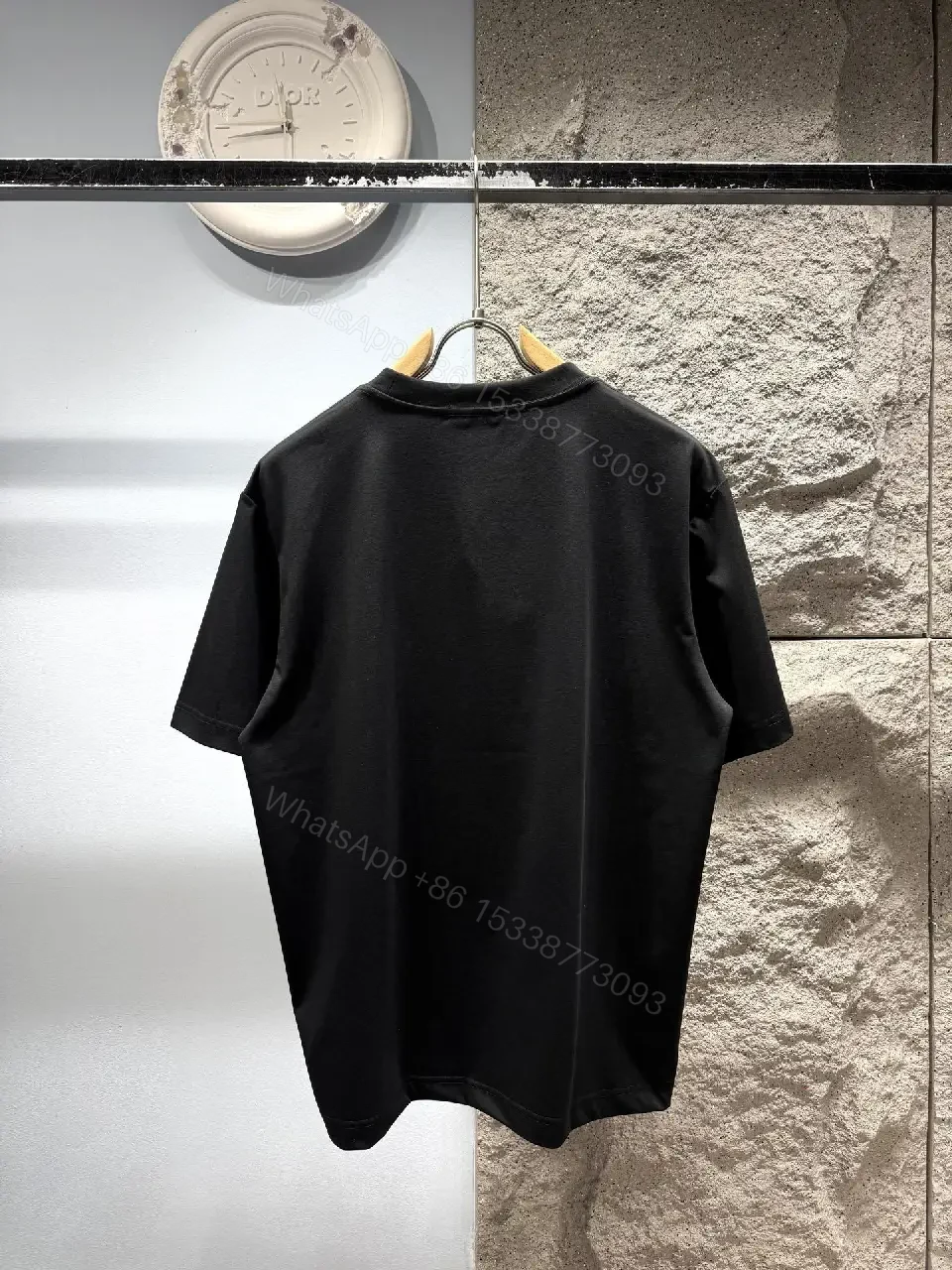 View 10 of Graphic Tee Black with Yellow Triangle Logo Accent, Premium Cotton Blend