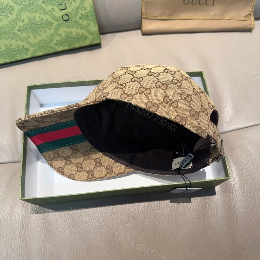 View 4 of Gucci GG Canvas Baseball Hat Camel And Dark Brown 807834 4HBA8 9766