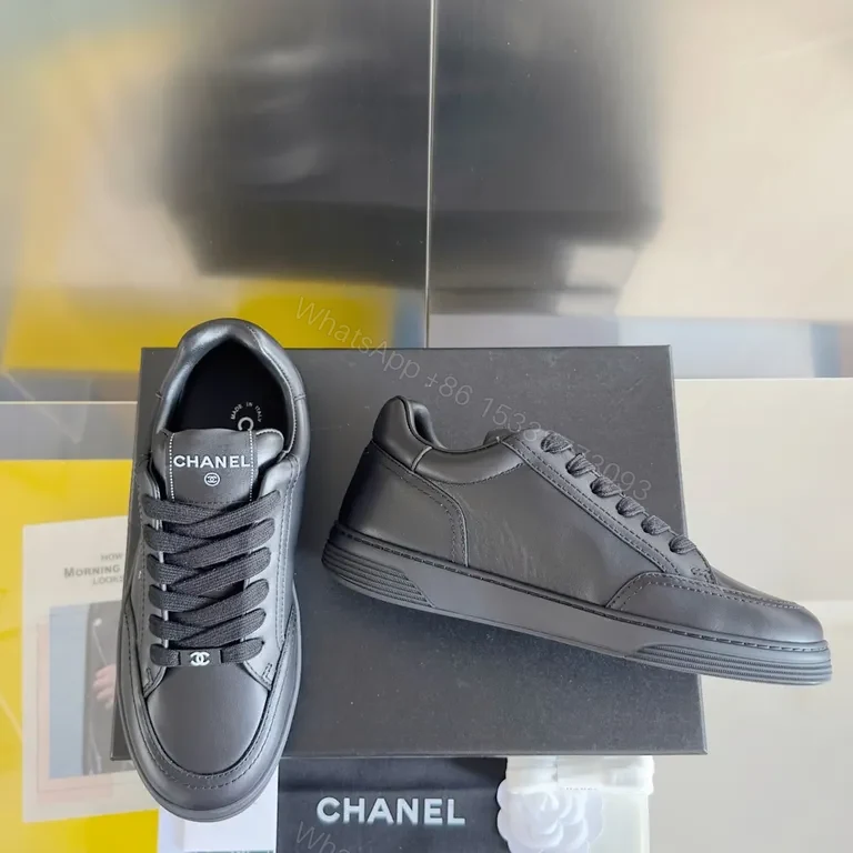 View 7 of Chanel-Inspired Black Leather Sneakers: Discreet Luxury Comfort