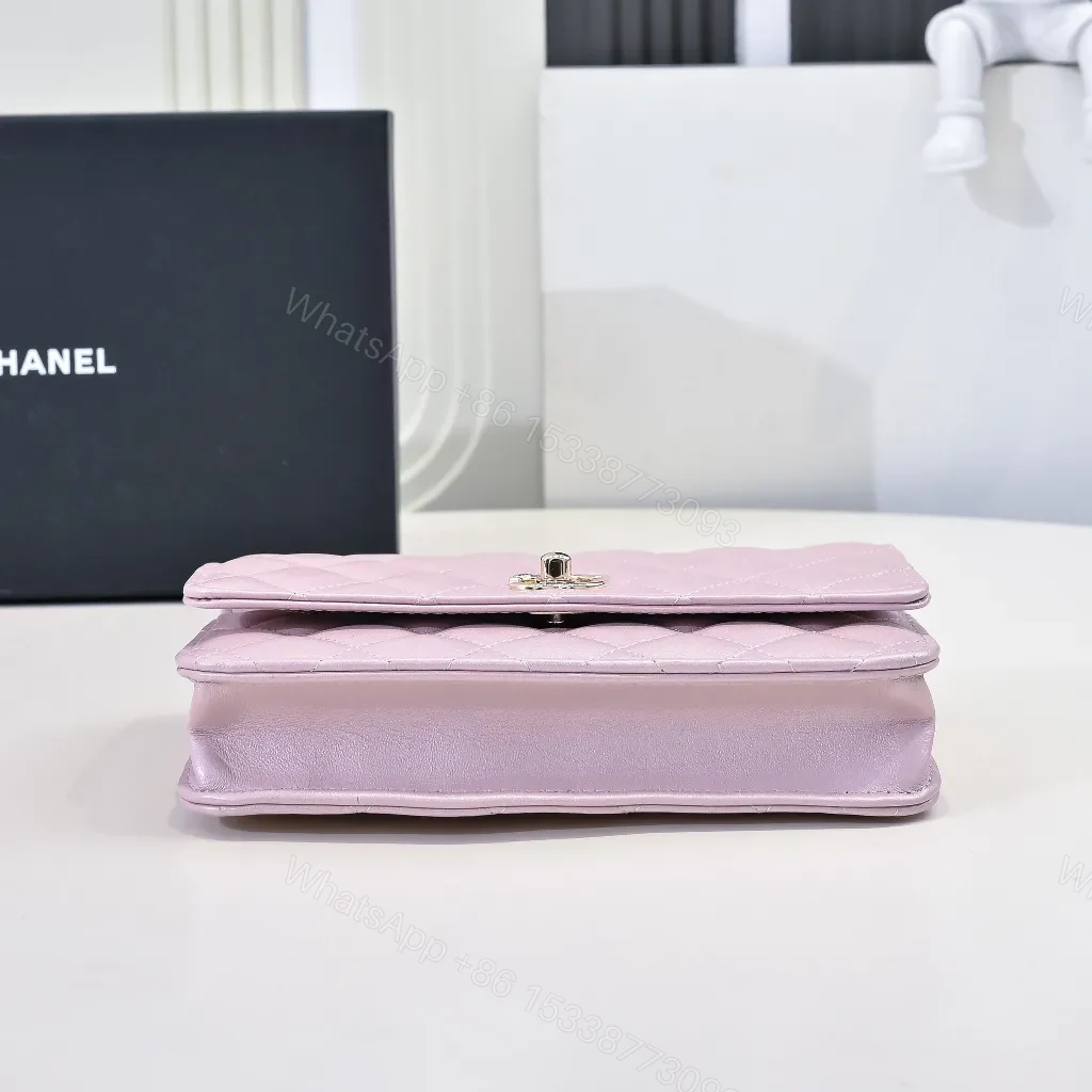 View 2 of Pink Quilted Mini Bag with Chain Strap - Lux