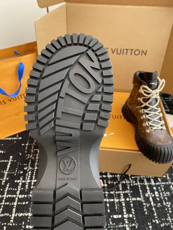 View 4 of Bold Monogram Boots: LV-Inspired Luxe Mid-Top Sneakers
