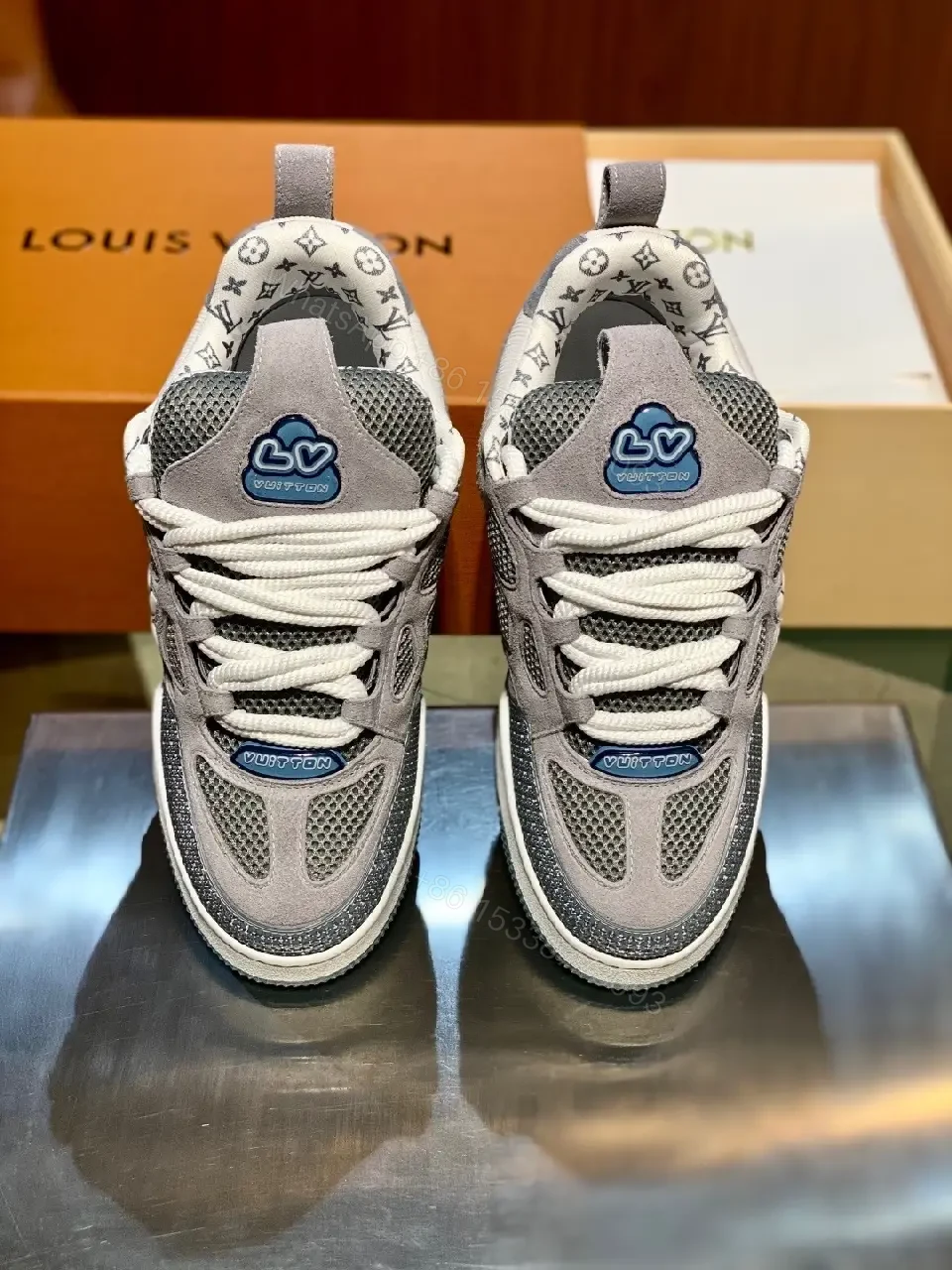 View 3 of Grey Mesh Luxe High-Top—Comfort Knit Fusion Sneakers