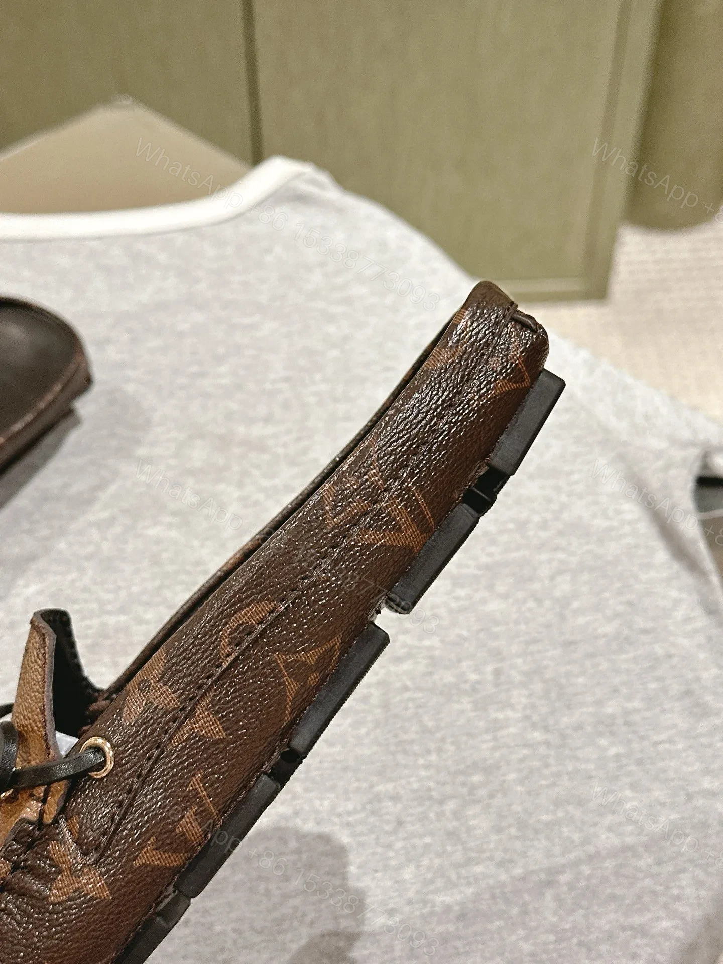 View 5 of LV Women Brown Leather Moccasin Loafers