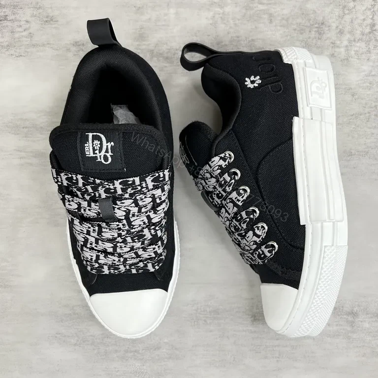 View 6 of Modular Stitch Runner: Black Canvas High-Tops with Dior-Inspired Accents