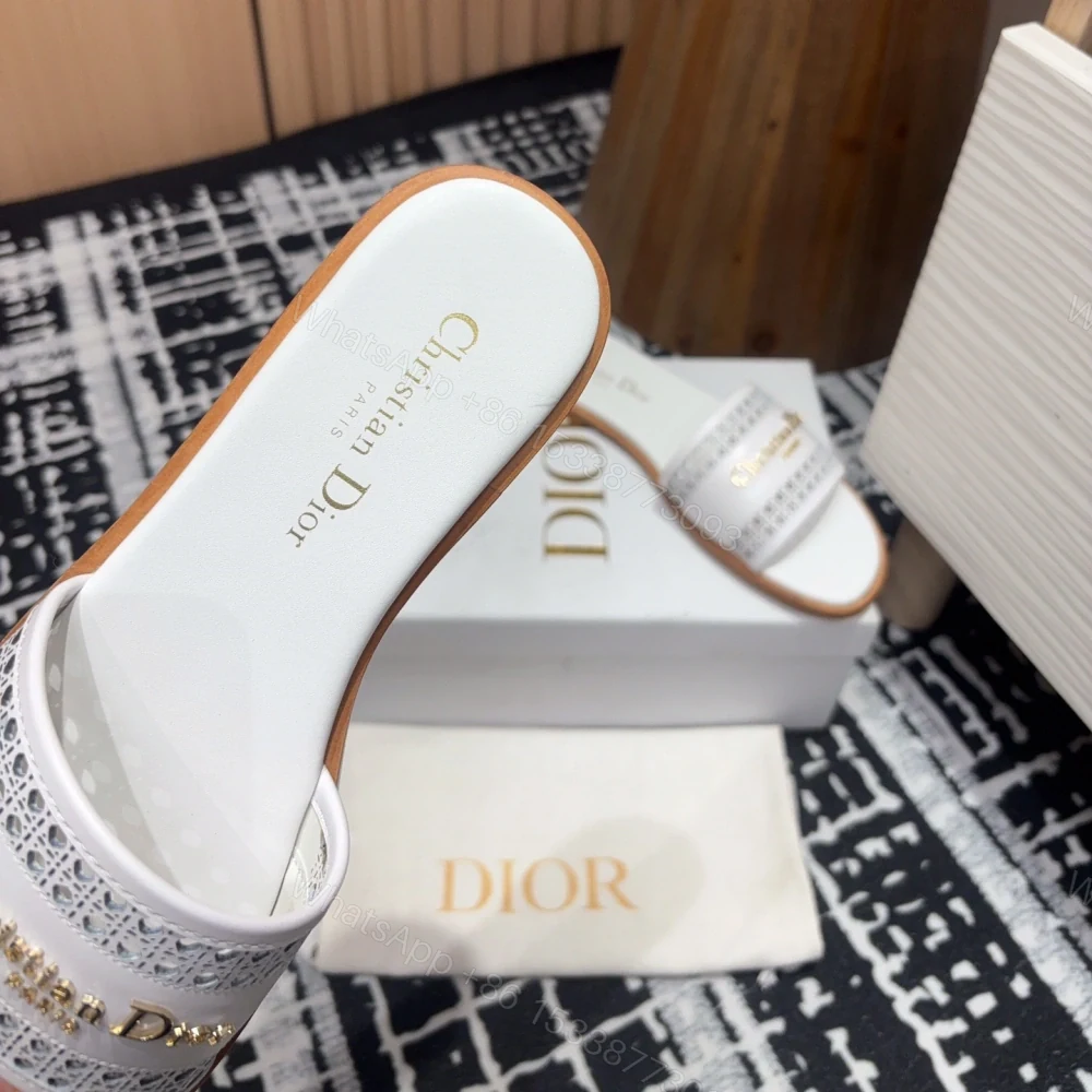 View 5 of 高仿Dior*D-Lane系列KCO154圓頭套腳一字拖鞋白色免檢版