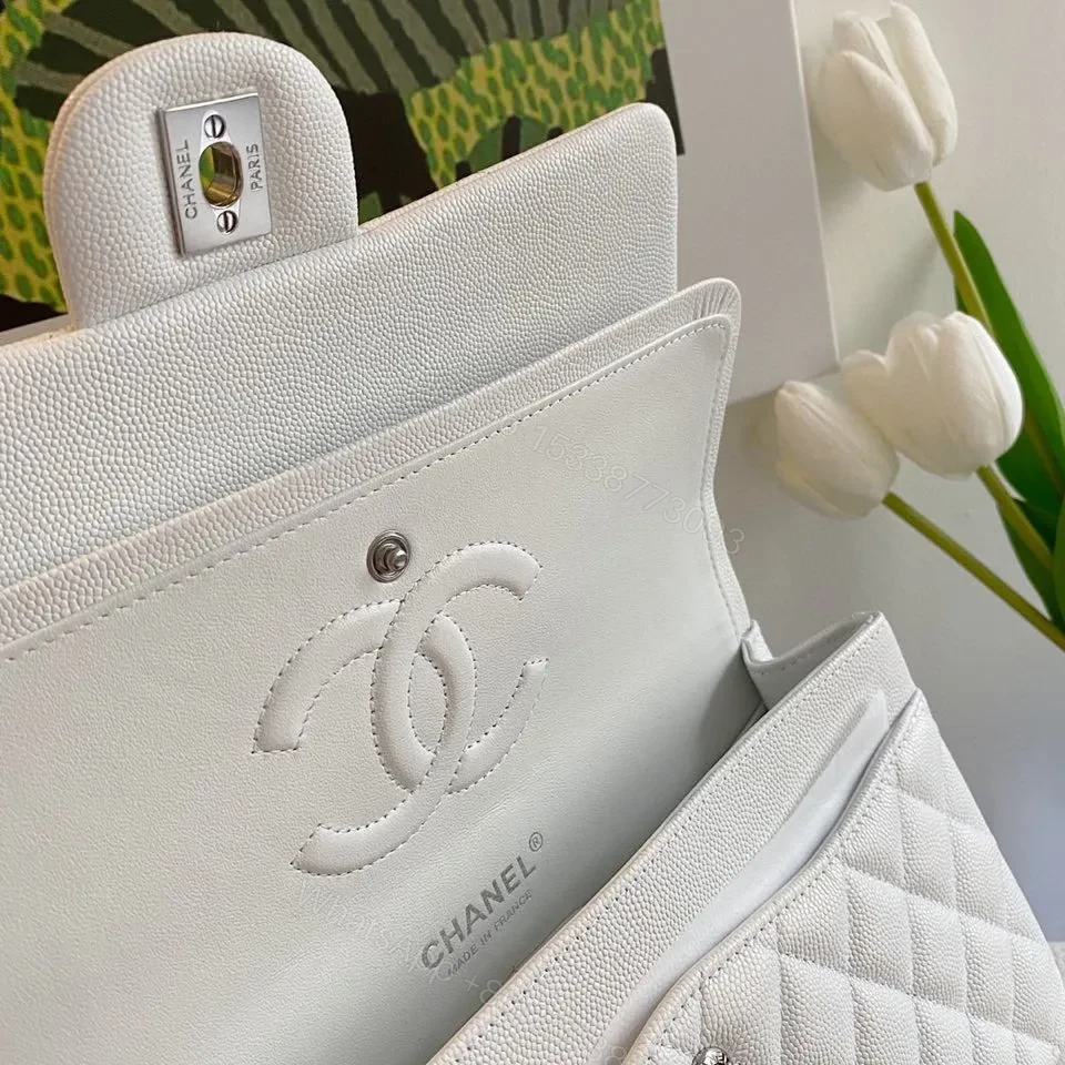 View 6 of Chanel Classic Flap Medium White with Gold Hardware