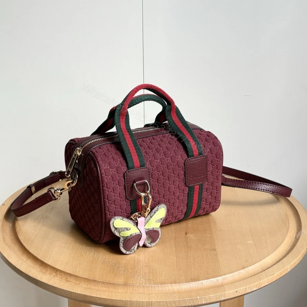 View 3 of Gucci Mini GG Handbag GG Canvas Dark Red 20Cm