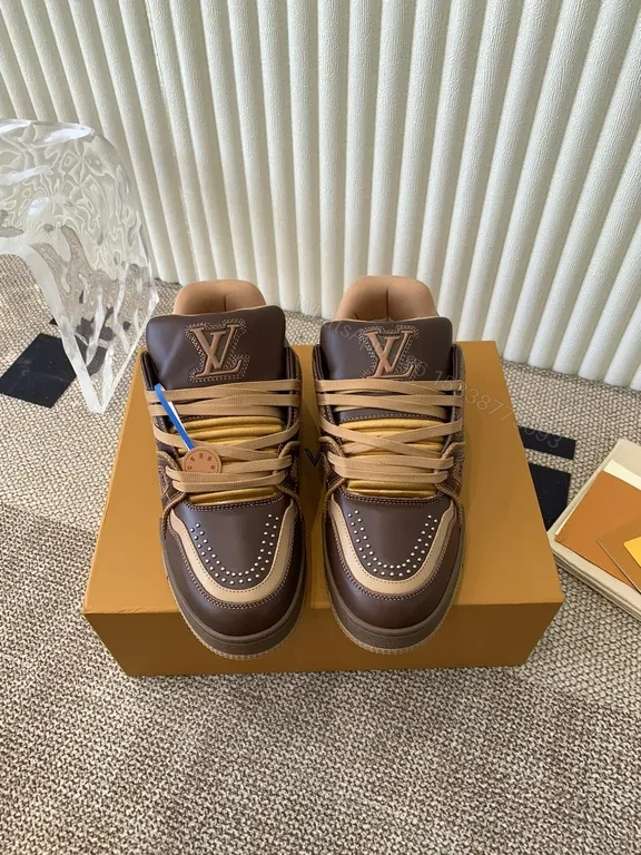 Bold Leather LV-Style High-Tops: Lux Comfort Sneakers — view 1